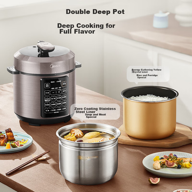 Скороварка электрическая Midea Deep Soup Series 5л сталь без покрытия двойная чаша MY-E5924G для 4-6 персон - изображение 10