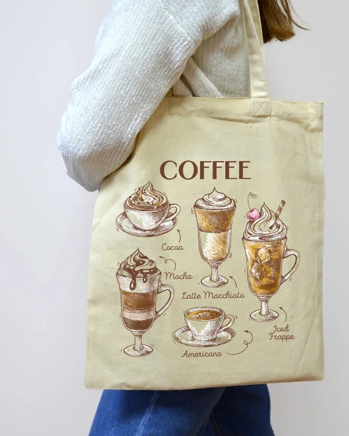Екошопер бежевий But first Coffee - зображення 3
