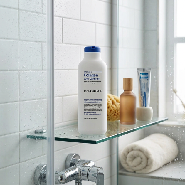 Шампунь против перхоти для ослабленных волос DR.FORHAIR Folligen Anti-Dandruff Shampoo 500 мл - Фото 3 Шампунь против перхоти для ослабленных волос DR.FORHAIR Folligen Anti-Dandruff Shampoo 500 мл - изображение 3