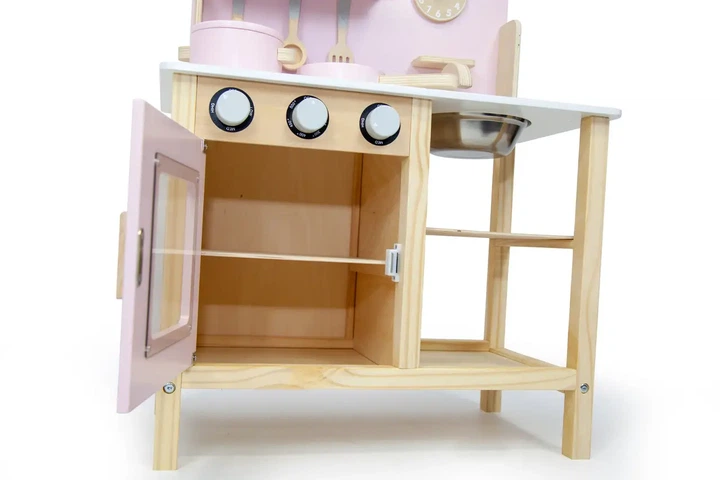 Детская деревянная кухня Avko Фессалия Pink 68х55х30 см - компактная и минималистичная с набором посуды - Фото 4 Детская деревянная кухня Avko Фессалия Pink 68х55х30 см - компактная и минималистичная с набором посуды - изображение 4