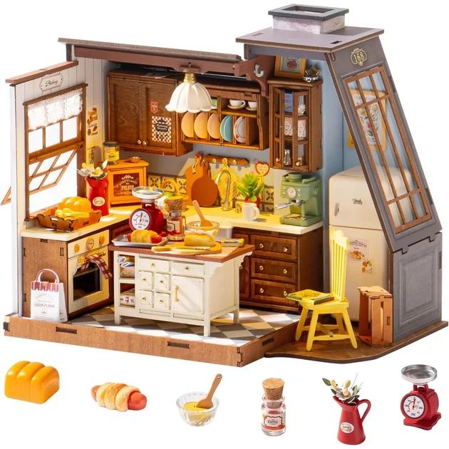 Румбокс конструктор Baking Kitchen модель мини домик с LED-подсветкой Robotime - изображение 3