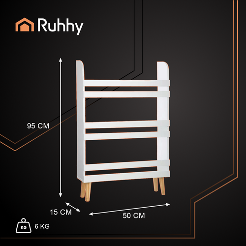 Детский стеллаж для книг Ruhhy 95x15x50 см из МДФ открытый органайзер для игрушек и детской комнаты Белый - изображение 5