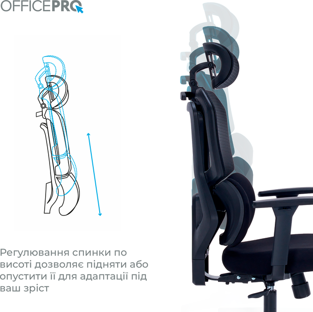 Кресло компьютерное офисное эргономичное OfficePro Unity OC510B Black - изображение 8