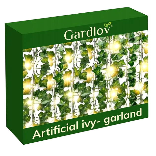 Гирлянда светодиодная искусственный плющ 12 лоз 25 метров для дома Gardlov зелёный - изображение 4