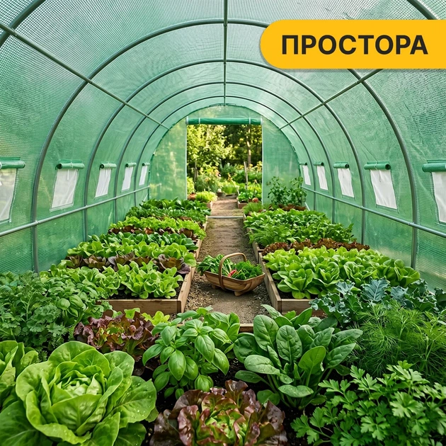 Теплица LEOBRO Garden 18 м² усиленная стальной каркас 600x300x200 см зеленая - изображение 9
