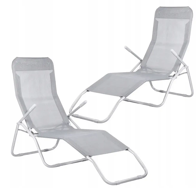 Лежак BASIC JUST GARDEN Серый 185х60 см – складной шезлонг с подлокотниками - изображение 2