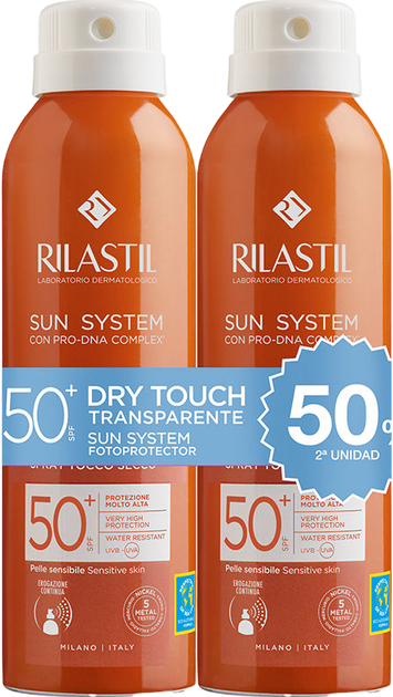 Набір сонцезахисних спреїв Rilastil Sun System Transparent Spf 50+ 200 мл х 2 шт (8428749018537) - Фото 1 Набір сонцезахисних спреїв Rilastil Sun System Transparent Spf 50+ 200 мл х 2 шт (8428749018537) - зображення 1