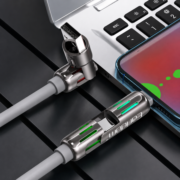 Кабель Earldom EC-IC02 4 в 1 USB-A/USB-C – USB-C/Lightning 240W 1.2 м - изображение 4