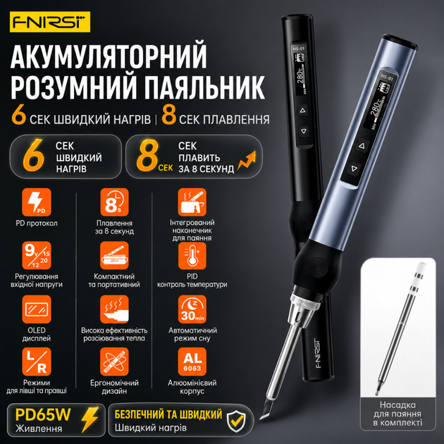 Паяльник професійний для проводів електричний HS01 з дисплеєм регульований з керамічним наконечником та живленням від USB, паяльник з підставкою та жалом BC2 - зображення 8