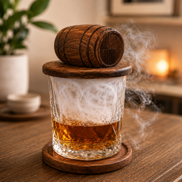 Набор для копчения коктейлей Bartending Premium — 8 видов натуральной щепы, турбо-горелка, мини-бочка для подачи - изображение 3
