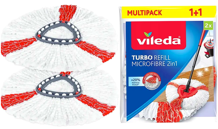 Запасные насадки из микрофибры для швабры Vileda Turbo 2 шт для пола белые - изображение 3