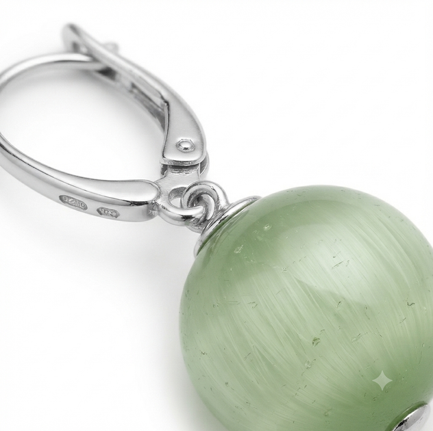 Серьги из натурального камня жадеит, d — 12 см, L — 18 мм, +- - изображение 3