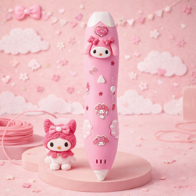 3D-ручка My Melody ергономічна дитяча 3Д ручка Май Мелоді з еко-пластиком ручка для об'ємного малювання безпечна 3d pen для творчо - изображение 2