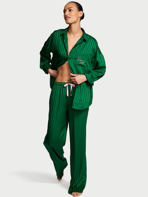 Жіноча піжама (Штани + Сорочка) Victoria's Secret (289664525463) Signature Satin Oversized Long Pajama M зелена - Фото 1 Жіноча піжама (Штани + Сорочка) Victoria's Secret (289664525463) Signature Satin Oversized Long Pajama M зелена - зображення 1