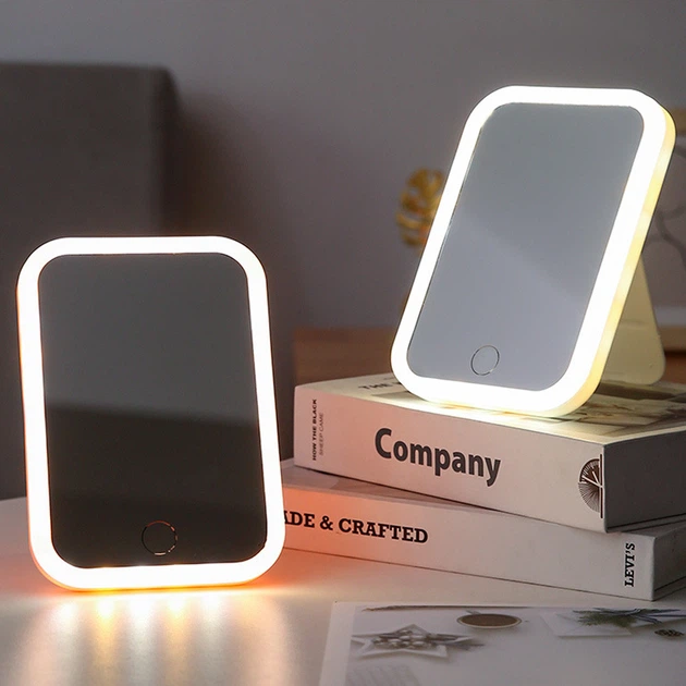 Настольное зеркало с подсветкой, 17х12х7,5см, от USB, Белый - изображение 2