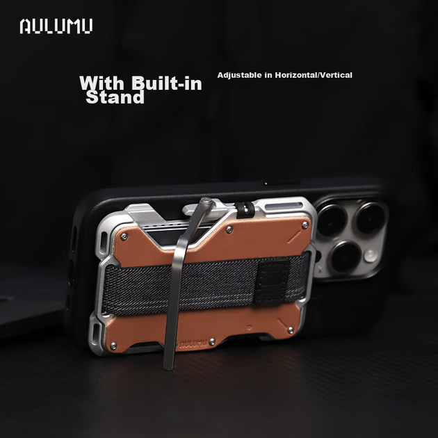 Держатель для карт AULUMU G03 магнитный из углеродного волокна с регулируемой подставкой для смартфонов Apple, черный - изображение 8
