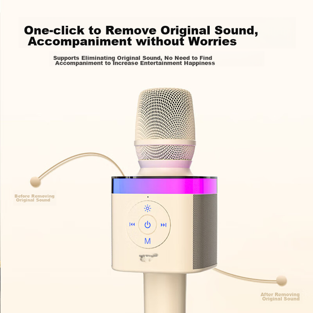 Микрофон-колонка Soaiy MC62 детский караоке Bluetooth беспроводной розовый - изображение 9