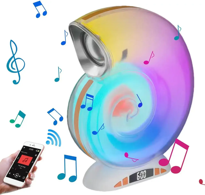 Беспроводная умная колонка ночник Улитка Conch Music Light 4 в 1 портативный RGB светильник с Bluetooth - Фото 8 Беспроводная умная колонка ночник Улитка Conch Music Light 4 в 1 портативный RGB светильник с Bluetooth - изображение 8