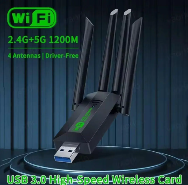 Двохдіапазонний адаптер 1200 Мбіт/с Wifi-5 USB 3.0 2.4GHz+5GHz 802.1 - Фото 2 Двохдіапазонний адаптер 1200 Мбіт/с Wifi-5 USB 3.0 2.4GHz+5GHz 802.1 - зображення 2