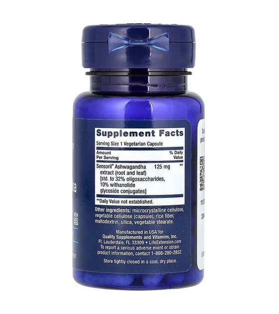 Оптимизированный экстракт ашвагандха, Optimized Ashwagandha Extract, Life Extension, 60 капсул - изображение 2