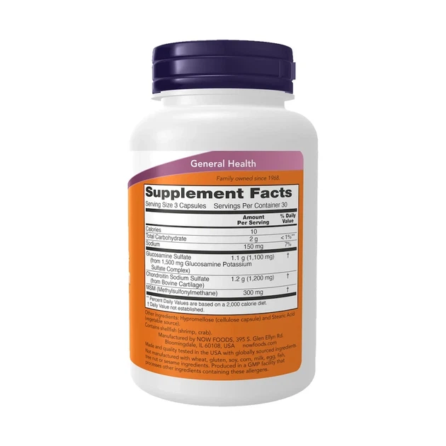 Глюкозамін, хондроїтин і МСМ "Glucosamine & Chondroitin with MSM" Now Foods, 90 капсул - зображення 2