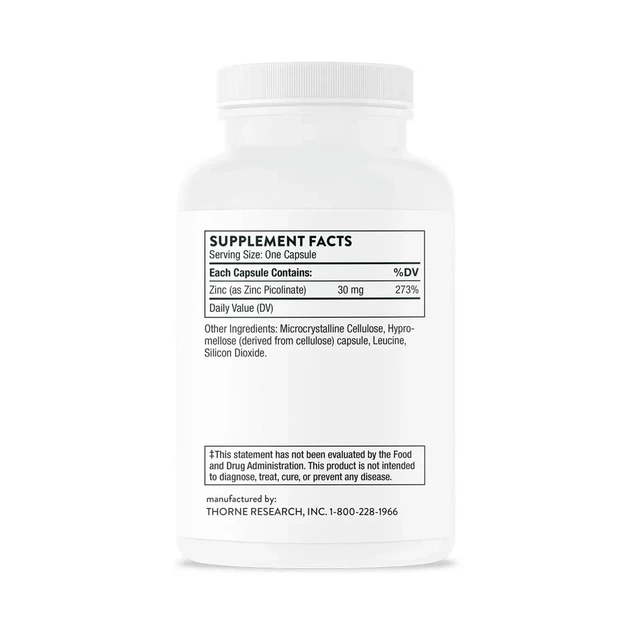 Цинк Пиколинат усиленный Thorne Research (Zinc Picolinate) 30 мг 180 капсул - Фото 3 Цинк Пиколинат усиленный Thorne Research (Zinc Picolinate) 30 мг 180 капсул - изображение 3
