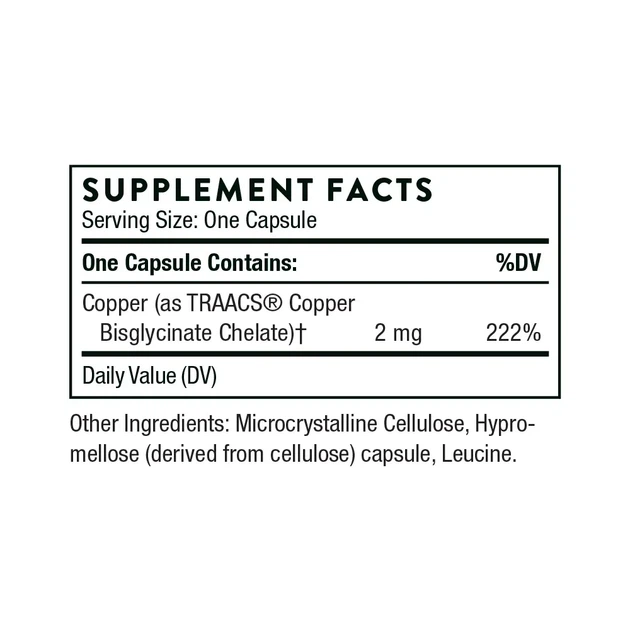 Мідь Бісгліцинат Thorne Research (Copper Bigglycinate) 60 капсул - зображення 4
