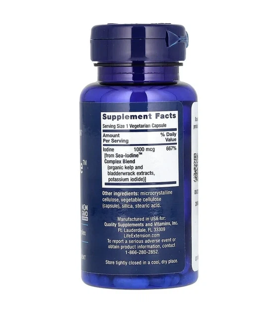 Морський йод, Sea-Iodine, Life Extension, 1000 мкг, 60 рослинних капсул - зображення 2
