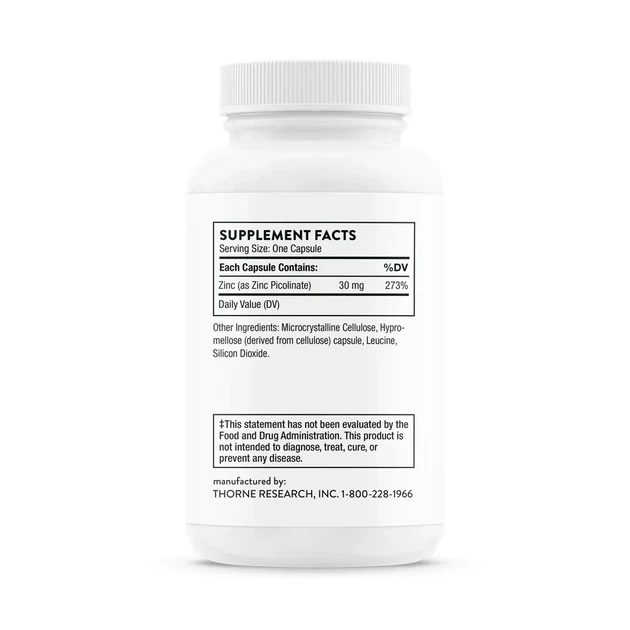 Цинк Піколінат посилений Thorne Research (Zinc Picolinate) 60 рослинних капсул - зображення 3