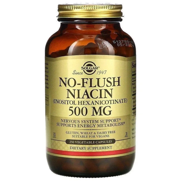Ниацин No-Flush Niacin Solgar, без покраснения, 500 мг, 250 капсул - Фото 1 Ниацин No-Flush Niacin Solgar, без покраснения, 500 мг, 250 капсул - изображение 1