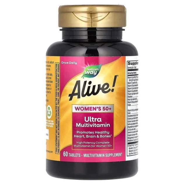 Мультивитамины для женщин 50+ Alive! Women's 50+ Multi-Vitamin Nature's Way 60 таблеток - Фото 2 Мультивитамины для женщин 50+ Alive! Women's 50+ Multi-Vitamin Nature's Way 60 таблеток - изображение 2
