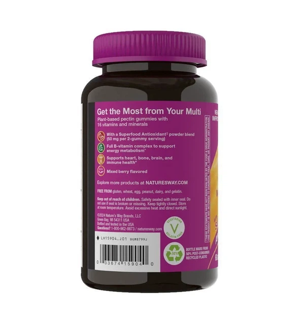 Мультивітаміни для жінок після 50 Women's 50+ Gummy Vitamins Nature's Way Суміш ягід 60 жувальних цукерок - зображення 4