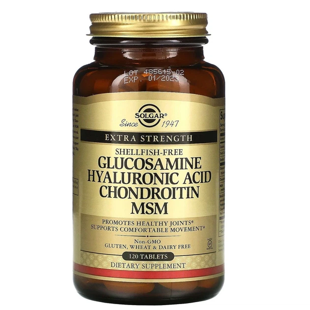 Глюкозамін Гіалуронова кислота Хондроїтин і МСМ Solgar (Glucosamine Hyaluronic Acid Chondroitin MSM) 120 - Фото 1 Глюкозамін Гіалуронова кислота Хондроїтин і МСМ Solgar (Glucosamine Hyaluronic Acid Chondroitin MSM) 120 - зображення 1