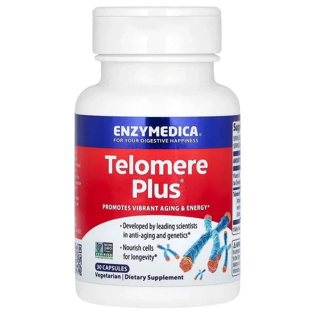 Добавка для защиты теломера Telomere Plus Enzymedica, 30 капсул - Фото 1 Добавка для защиты теломера Telomere Plus Enzymedica, 30 капсул - изображение 1