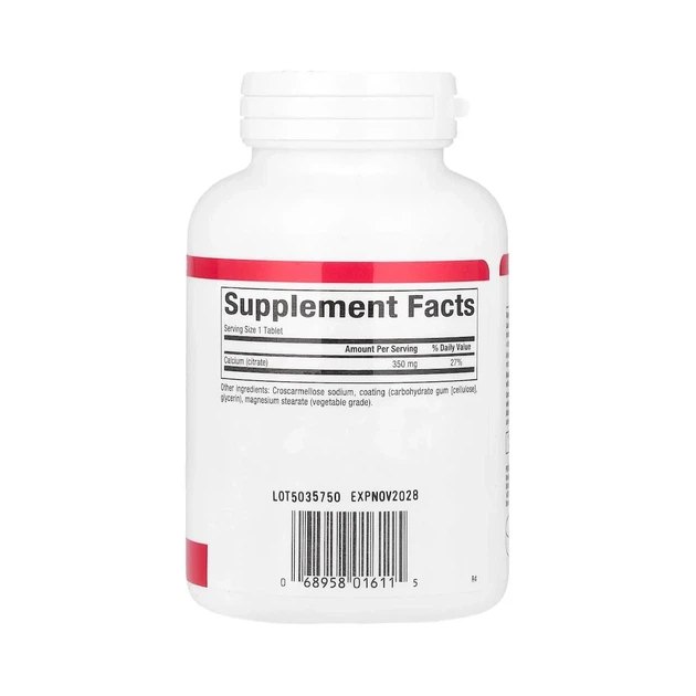 Кальций цитрат Calcium Citrate 350 мг Natural Factors, 90 Таблетки - изображение 2