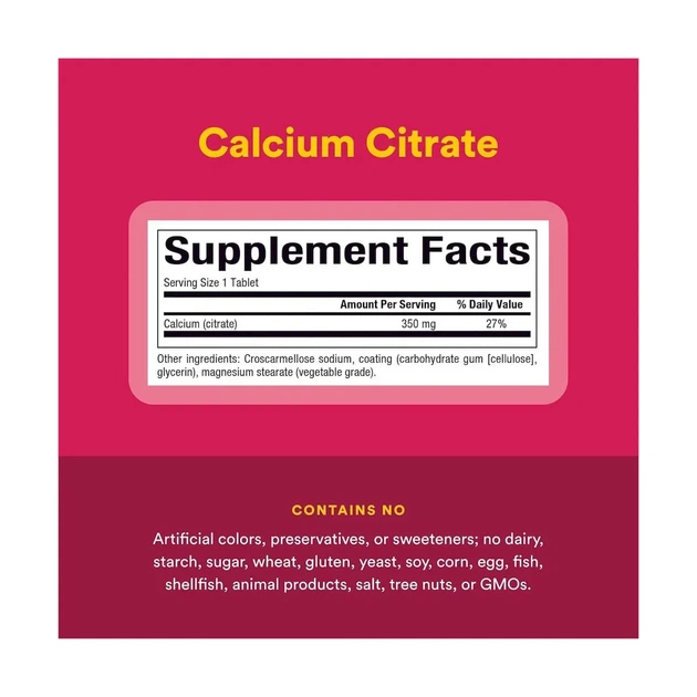 Кальций цитрат Calcium Citrate 350 мг Natural Factors, 90 Таблетки - изображение 3
