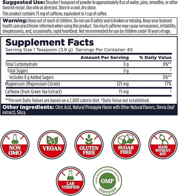 Energy Magnesium Powder - 153g Pineapple - зображення 2