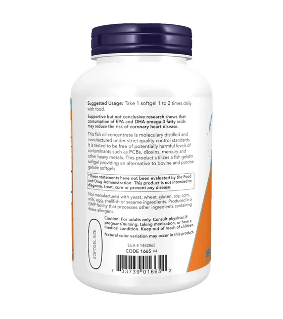 Ультра Омега-3500 ЭПК/250 ДГК Now Foods (Ultra Omega-3500 EPA/250 DHA) 180 рыбных гелевых капсул - изображение 3