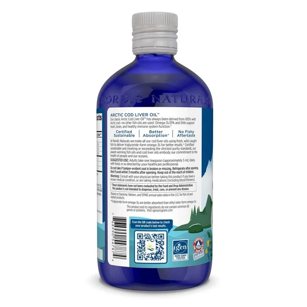 Риб'ячий жир з печінки тріски арктичний Cod Liver Oil Nordic Naturals Апельсин 473 мл - зображення 2