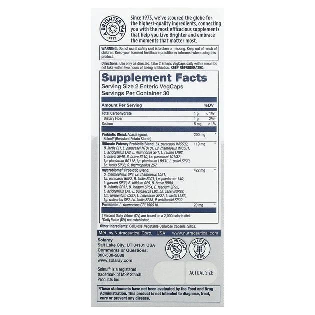Комплекс пробіотиків Complete Probiotic Ultimate Potency Solaray, 60 капсул (34 штами) - зображення 2