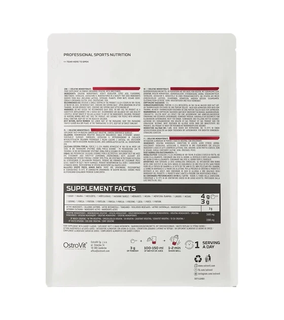Креатин моногидрат вишня OstroVit (Creatine Monohydrate cherry) 500 г - изображение 3