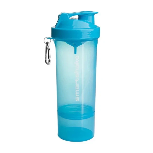 Шейкер 2 в 1 із контейнером внизу НЕОН Блакитний SmartShake (Slim NEON Blue) 500 мл - Фото 1 Шейкер 2 в 1 із контейнером внизу НЕОН Блакитний SmartShake (Slim NEON Blue) 500 мл - изображение 1
