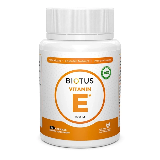 Витамин Е Vitamin Е Biotus, 100 МЕ, 60 капсул - Фото 1 Витамин Е Vitamin Е Biotus, 100 МЕ, 60 капсул - изображение 1