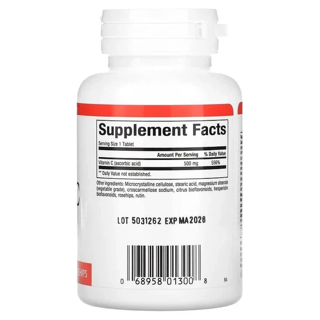 Вітамін C Vitamin C with Bioflavonoids & Rosehips Natural Factors 500 мг 90 таблеток - зображення 2