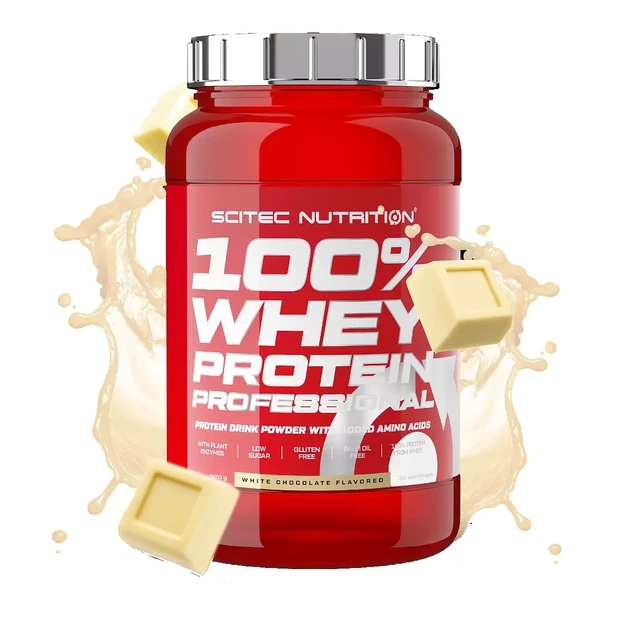 Сироватковий протеїн 100% Whey Protein Professional Scitec Nutrition, білий шоколад, 920 г - Фото 1 Сироватковий протеїн 100% Whey Protein Professional Scitec Nutrition, білий шоколад, 920 г - зображення 1