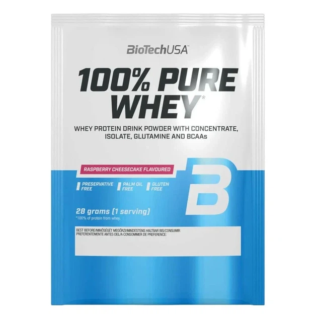 Сироватковий протеїн 100% Pure Whey BioTech, малиновий чізкейк, 28 г - Фото 1 Сироватковий протеїн 100% Pure Whey BioTech, малиновий чізкейк, 28 г - зображення 1