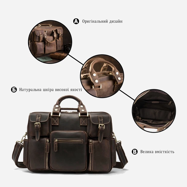 Сумка портфель мужская из натуральная кожи Vintage leather-14881 Коричневая - Фото 14 Сумка портфель мужская из натуральная кожи Vintage leather-14881 Коричневая - изображение 14
