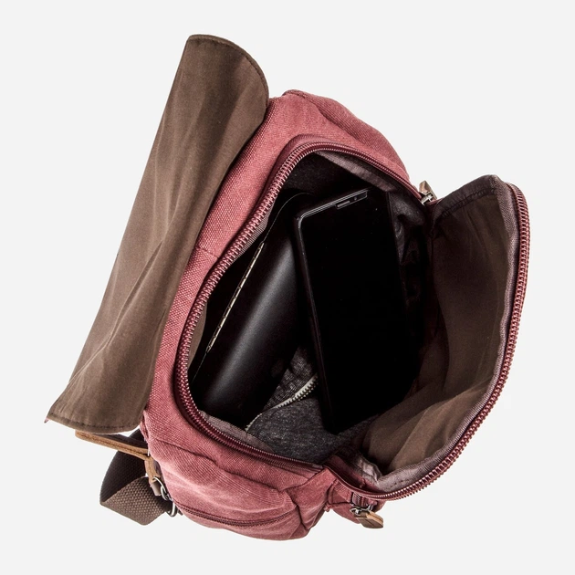 Рюкзак женский тканевый 3 л вмещает формат А4 Vintage leather-20195 Малиновый - Фото 6 Рюкзак женский тканевый 3 л вмещает формат А4 Vintage leather-20195 Малиновый - изображение 6