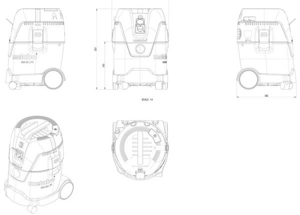 Пилосос будівельний Metabo sa 25 l pc 602014000 - зображення 4