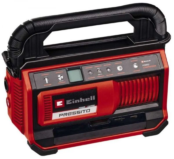 Компрессор автомобильный гибридный Einhell pressito 18/25 Hybrid, pxc, 230/18в, 11бар, 25л/мин, выс. и низкий. давление, возможность всасывания, шланг 710мм, 2.05кг, (без акб и зу) 4020430 - изображение 6